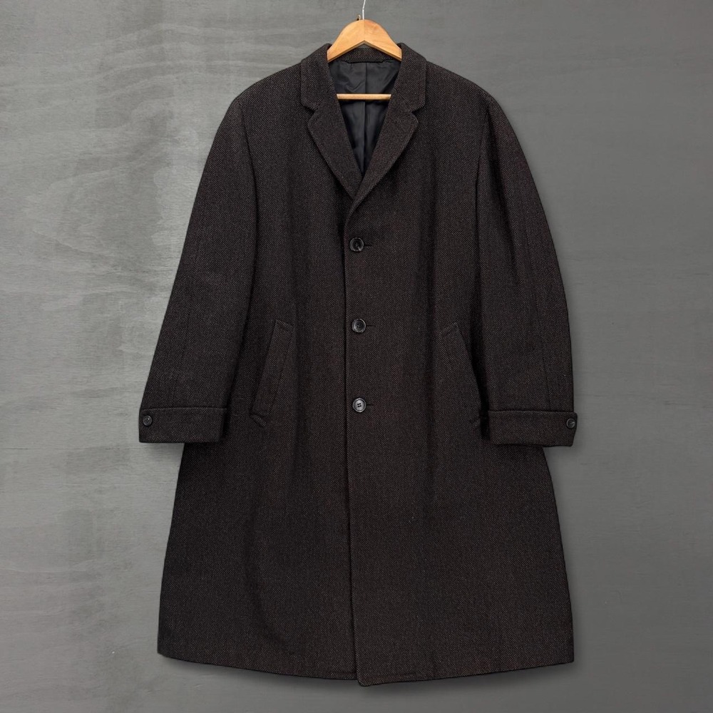 Vintage 60s Hart Schaffner & Marx Overcoat Brown Tweed Scotch Wool Vintage